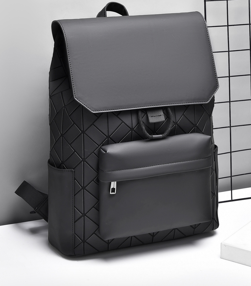 Trendy Casual Geometric Diamond Grid Men's Backpack, Fashionable And Versatile Instagram Large Capacity High-end_voghion.com
