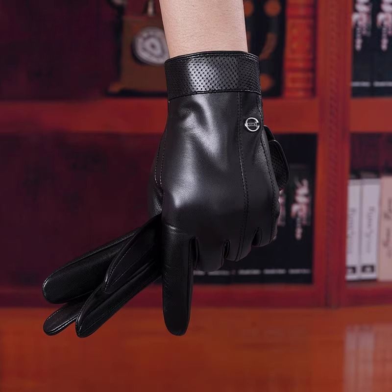 Guanti in pelle importati per equitazione all'aperto in inverno, guida con le mani strette, guanti sottili in pelle di pecora per uomo, touchscreen spesso per tenere al caldo_voghion.com