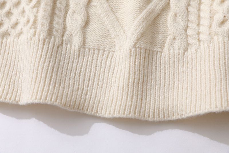 Reverse Craftsman Twisted Alan Pullover Rundhals Fisherman Beige Gewebter Twist Strickpullover Herren und Damen Winter Wollpullover_voghion.com