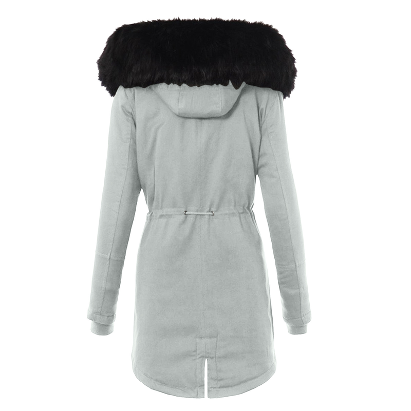 Damen-Freizeitmantel mit langem Kragen, mehr mit Baumwolle gepolsterte Kleidung, um die mit Baumwolle gepolsterte Jacke warm zu halten_voghion.com