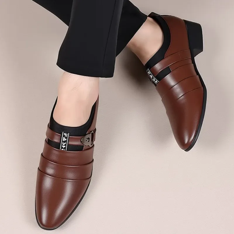 2025 New Men's Formal Shoes Plus Size Moccasins Pointed Toe Man Leather Shoe Classic Wedding Shoes Office Business Casual Shoes_voghion.com