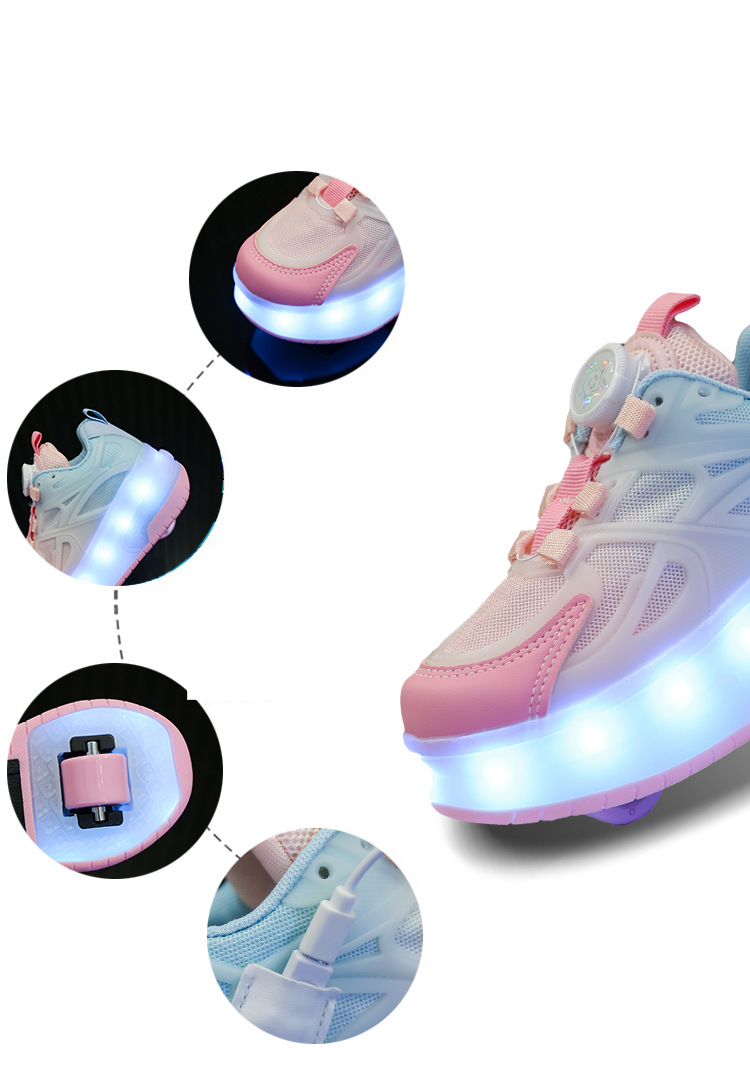 Aufladen Bunte Lichtschuhe Laufpferd Lichtknopf Lichtschuhe Mädchen Jungen mit Lichtschuhen Doppelrollschuhen_voghion.com