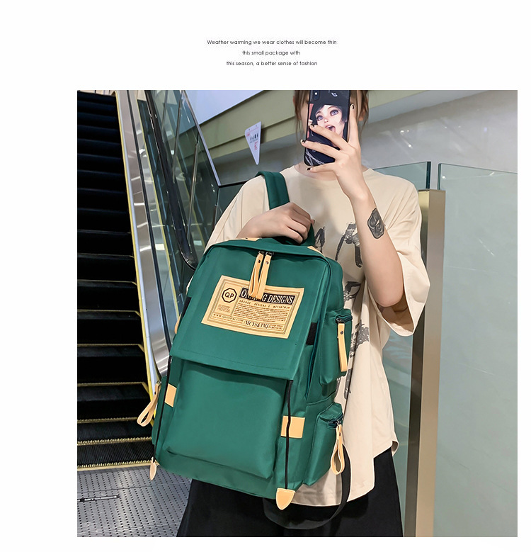 Canvas backpack large capacity travel computer men's backpack couple collegiate style female high school college student school bag_voghion.com