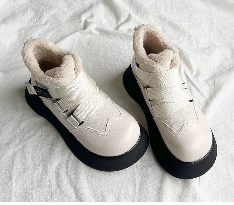 2023 Thick soled elevation matching color warm snow boots and thick female Martin boots non-slip ankle boots Platform snow boots_voghion.com