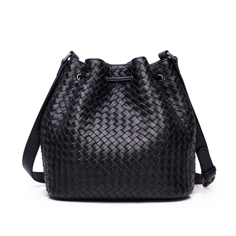 Nuova borsa a tracolla da donna, in vera pelle di pecora intrecciata a mano, borsa alla moda, tutto in uno, grande capacità, borsa a secchiello._voghion.com