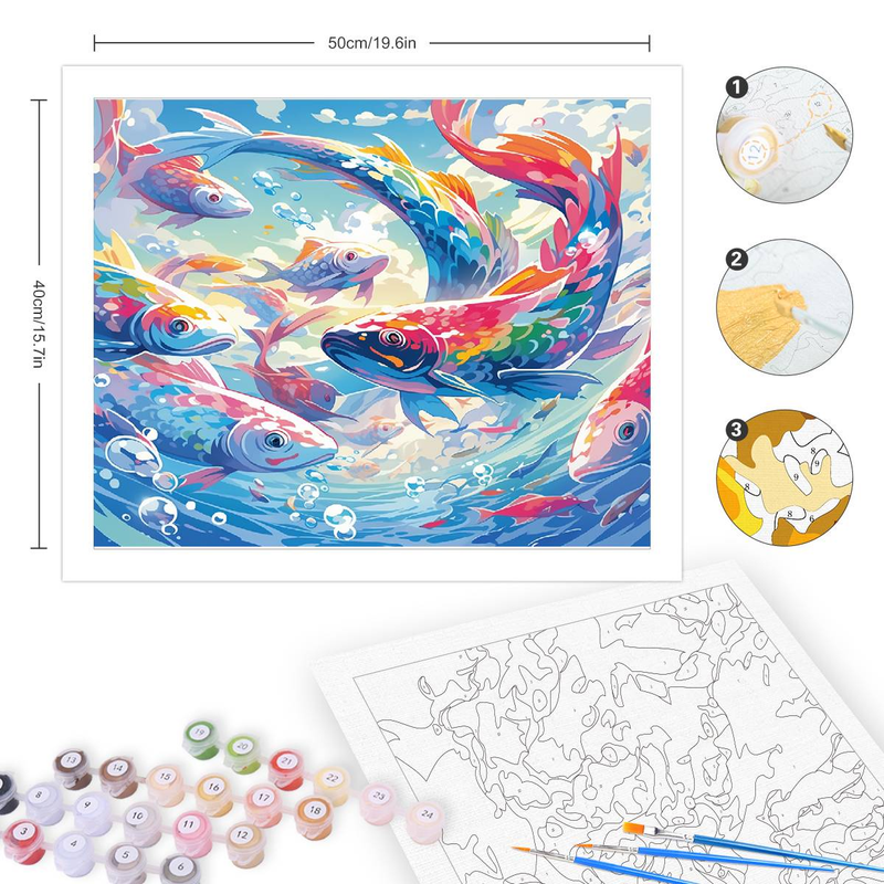 RUOPOTY Dipingere a olio con i numeri Dipinto a mano Immagine Disegno Pesci Animali Dipingere Numeri Decorazione per la casa_voghion.com