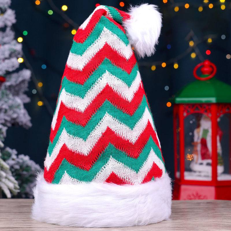 Christmas Hat Santa Claus Stripesd Plaid Headdress Kindergarten Kidsren's Snowflake Hat Decoration_voghion.com