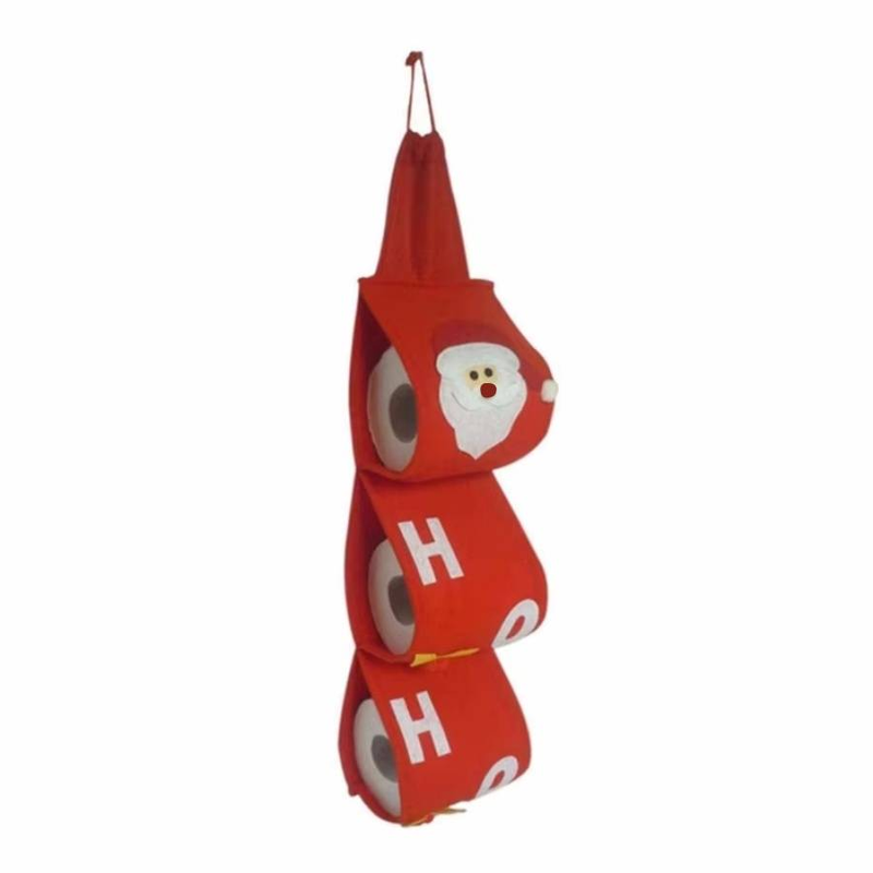 1pc Santa Claus tissue holder Christmas felt roll paper bag non-woven fabric decoration tissue box Christmas storage bag Christmas gift_voghion.com