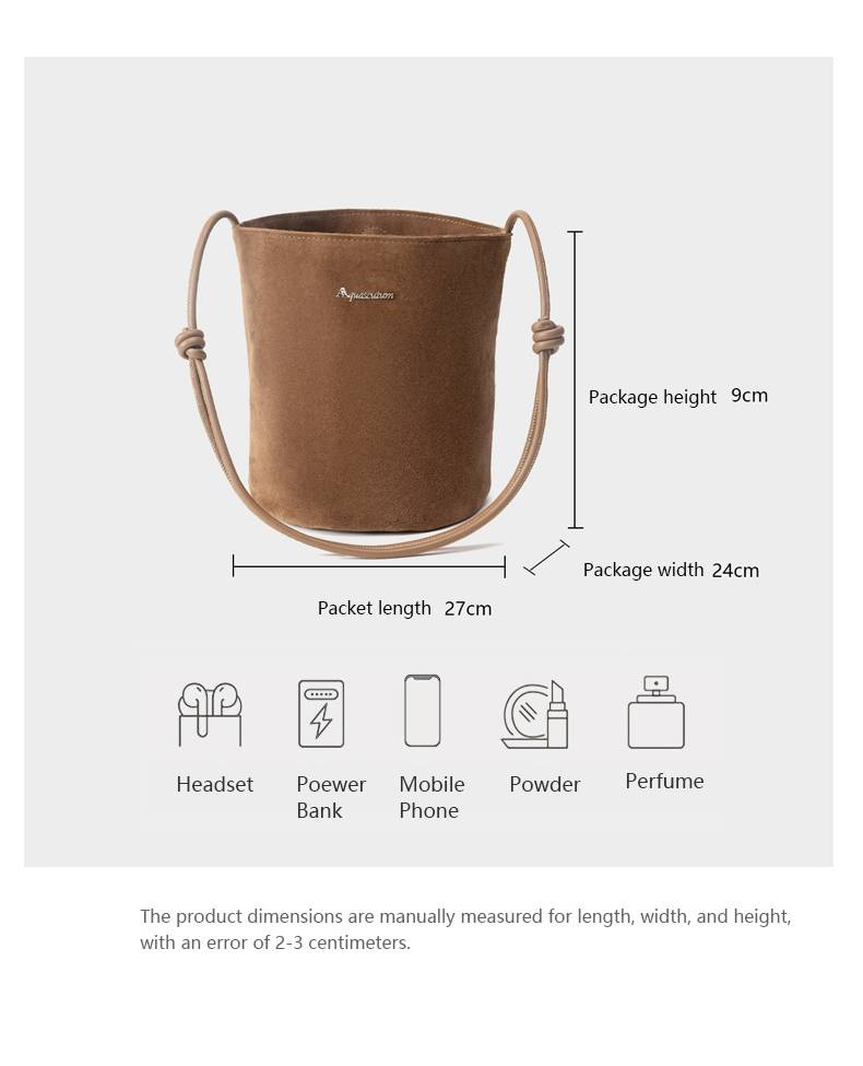 AQUASCUTUM 2024 nuova borsa a secchiello monospalla in pelle scamosciata minimalista tinta unita_voghion.com