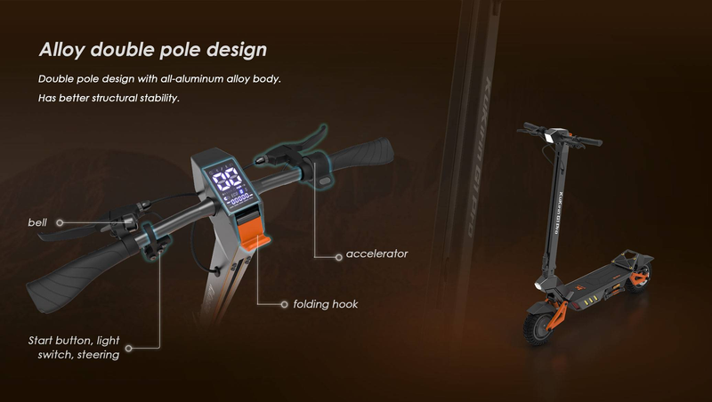 KuKirin G1 Pro Scooter Elétrica Dobrável 10 polegadas 2*800W 48V 20.8Ah_voghion.com