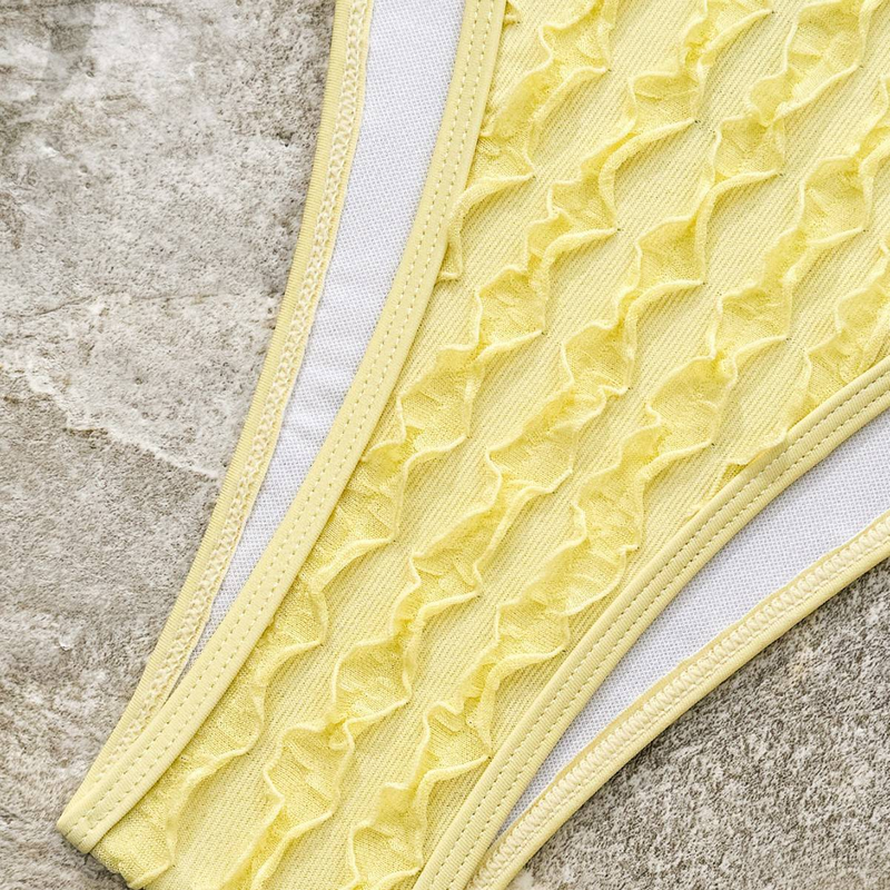 Damenbekleidung Pure Color Sexy Bikini Badeanzug Spitze Strand Split Bikini_voghion.com