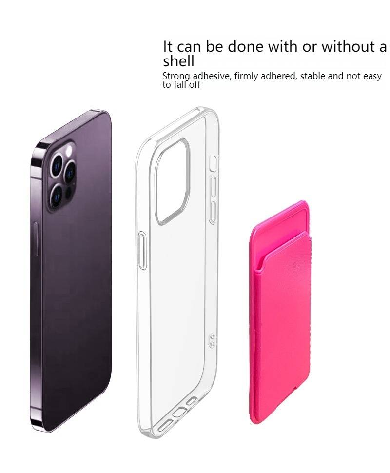 Universele telefoonhoes met kaarthouder - Slank portemonnee-ontwerp, antislip pc-achterkant, kleverige lijm voor veilige kaartopslag, 20 kleuren_voghion.com