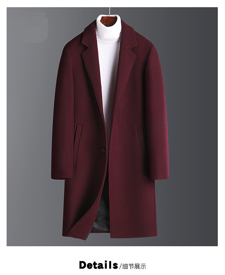 Men's Wool Blend Overcoat - Slim Fit Long Coat With Fleece Lining For Winter, Casual Business Style (Gray, Black, Burgundy, Navy, Camel)_voghion.com
