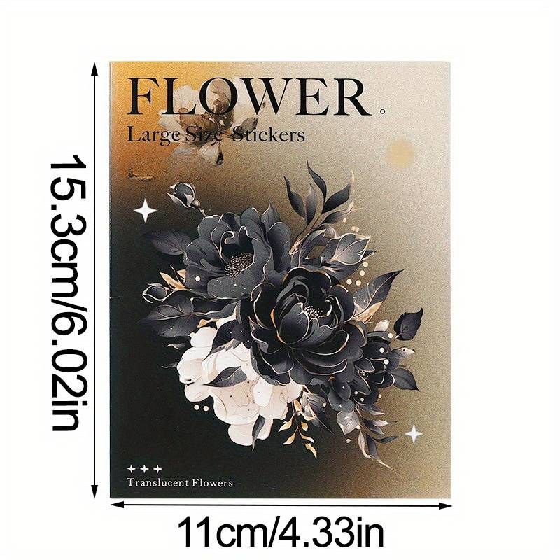 60pcs/6 Packs Of Gold Embossed PET Stickers, Self-adhesive Glitter Flower Stickers, Can Be Used For Scrapbooks, DIY Crafts_voghion.com