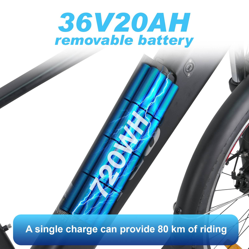 VTT électrique TTGO M300 27,5 pouces, moteur 250 W, autonomie 120 km, capteur de couple, assistance au pédalage, Shimano 7 vitesses, freins à disque mécaniques, pour l'extérieur_voghion.com