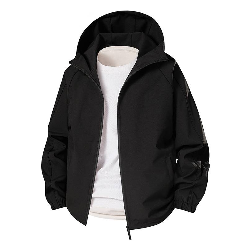Unisex Waterproof Windbreaker Jacket – Oversized Streetwear Hooded Windcoat (S-XXXL, Mocha/Black/White)_voghion.com