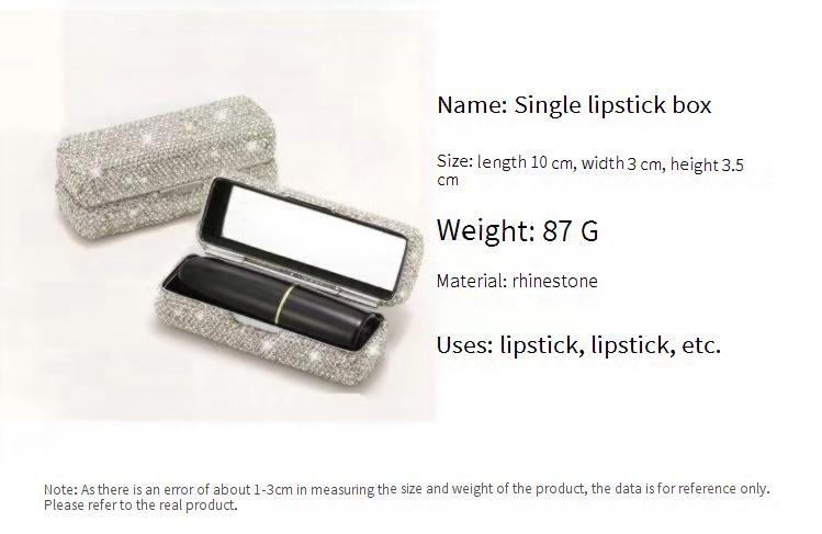 Elegante lippenstifthouder met strass-steentjes – stofdichte beschermhoes met kliksluiting (luxe make-up organizer met diamantjes/effen kleuren)_voghion.com