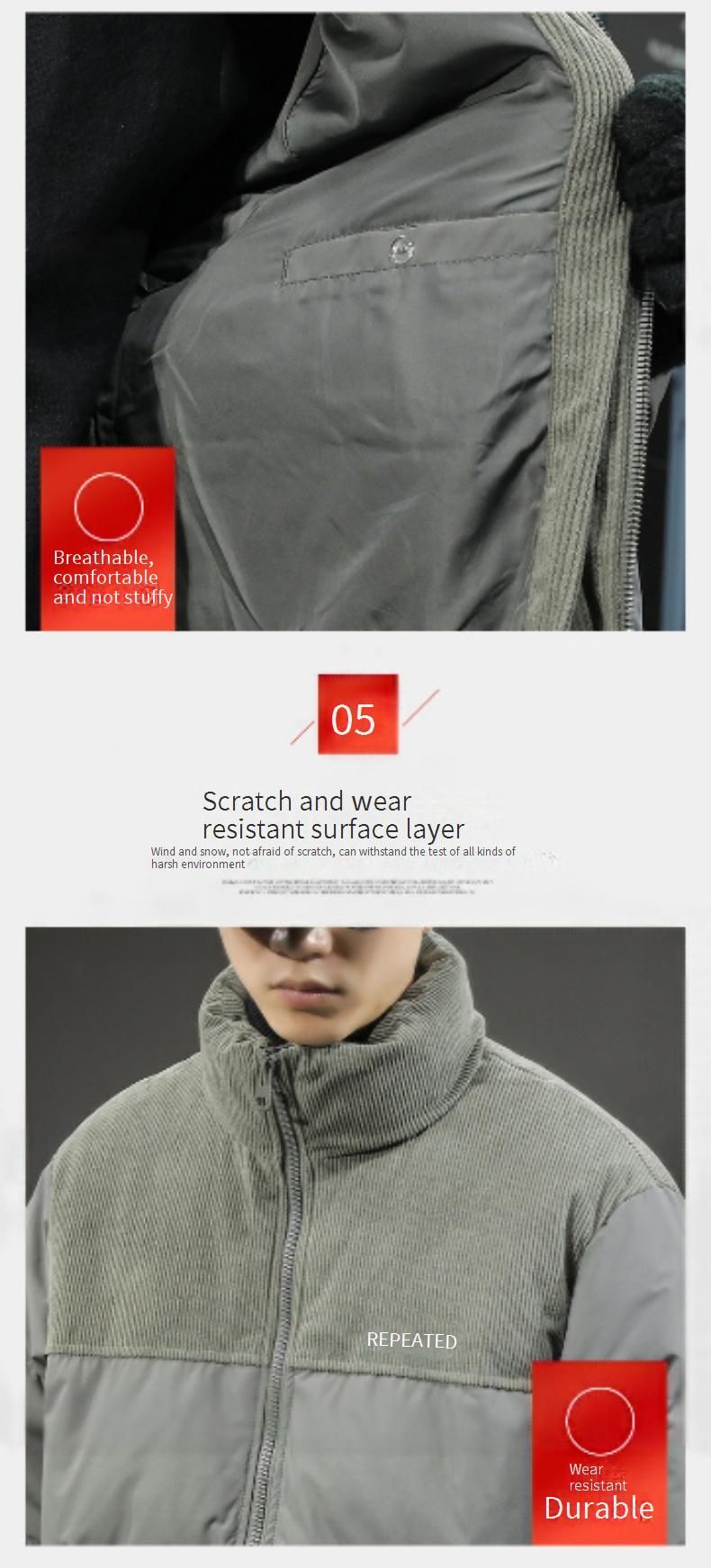 Men’s Winter Puffer Jacket – Slim Fit Stand Collar Coat With 90% White Goose Down (550FP, M-3XL) In Sage Grey/Black/Biscuit Brown_voghion.com