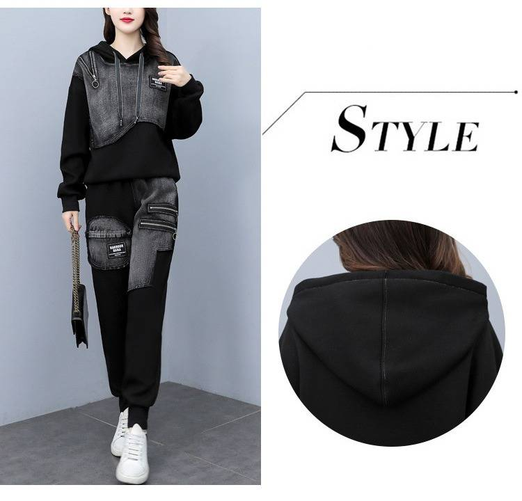 Tweedelige set van denim met print voor dames - tuniek met lange mouwen en losse pasvorm en rok (plus size beschikbaar) - Casual en kantoorkleding voor de lente_voghion.com