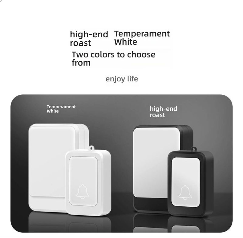 Timbre inalámbrico con control remoto: 28 melodías, alcance de 50 m, LED intermitente para personas con discapacidad auditiva (pilas, blanco, 1 botón + 1 receptor)_voghion.com