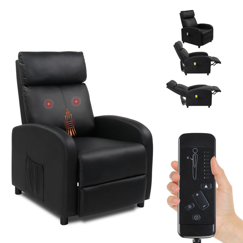 Fauteuil inclinable électrique pour salon, home cinéma, en cuir PU, avec massage et chaleur. Canapé-lit de massage._voghion.com