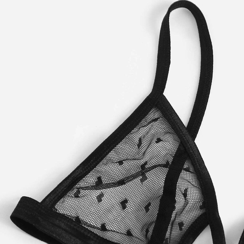 Sexy Bra S Transparent See Through Bra and Panty S with Garter Perspective Mesh Lace Lingerie S Ladies Underwear_voghion.com
