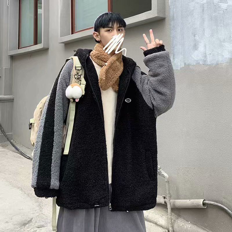 Felpa con cappuccio e zip foderata in sherpa stile streetwear coreano – Giacca in pile unisex oversize (M-XXL) – Essenziale per il look grunge Y2K_voghion.com