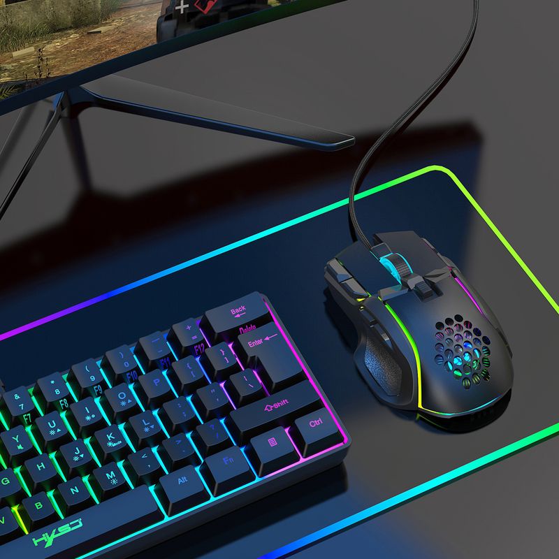 10 key wired gaming, esports mouse, macro programming, 13 RGB light modes, 6 gears, 12800dpi_voghion.com