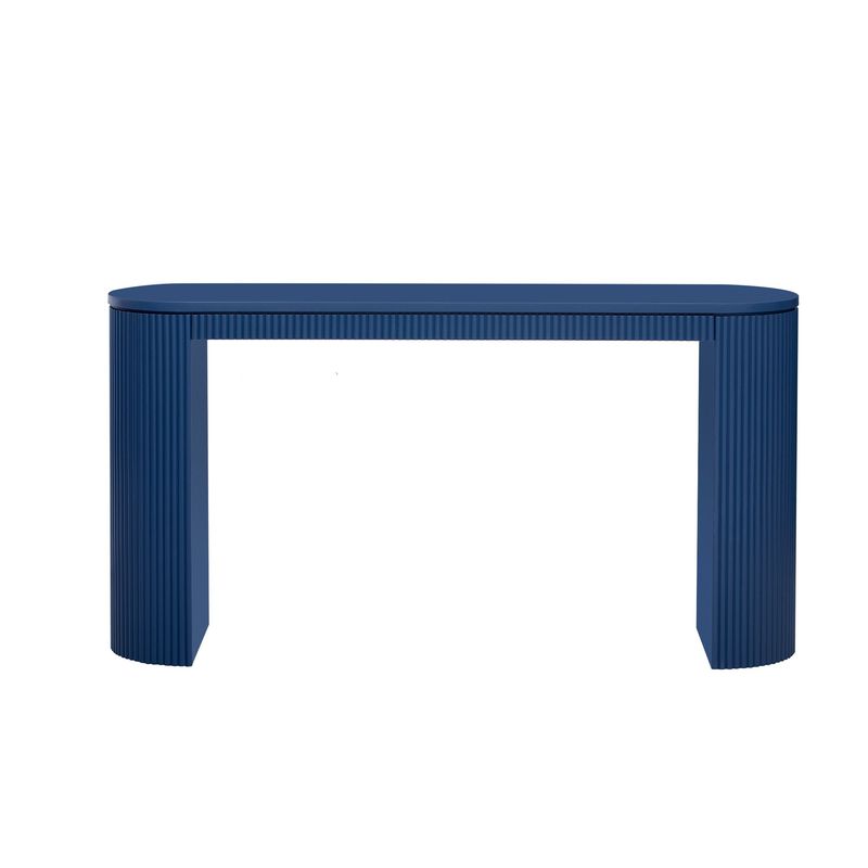 Curved Design Console Table With Unique Vertical Stripe Design ,Suitable For Living Room,Study And Entrance_voghion.com