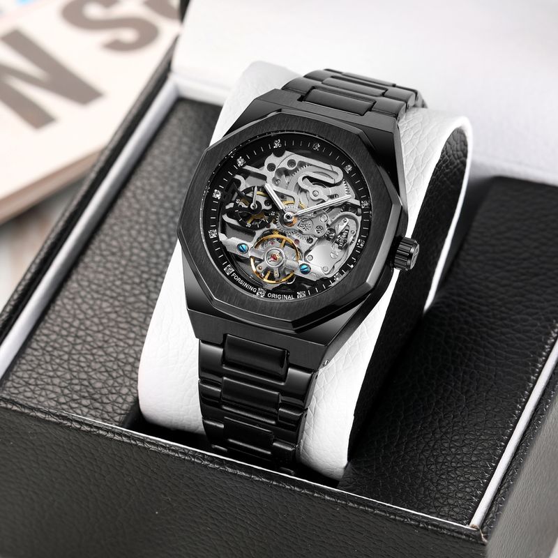 Men's Automatic Mechanical Watch With Luminous Hands, Three Subdials, And Day Display - Stainless Steel Band Six Pin Week Steel Belt Mechanical Watch_voghion.com