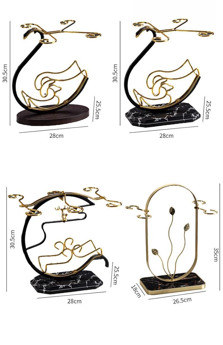 Chinese Style Home Hanging High Stem Swan Ornament New Red Wine Glass Set Rack_voghion.com