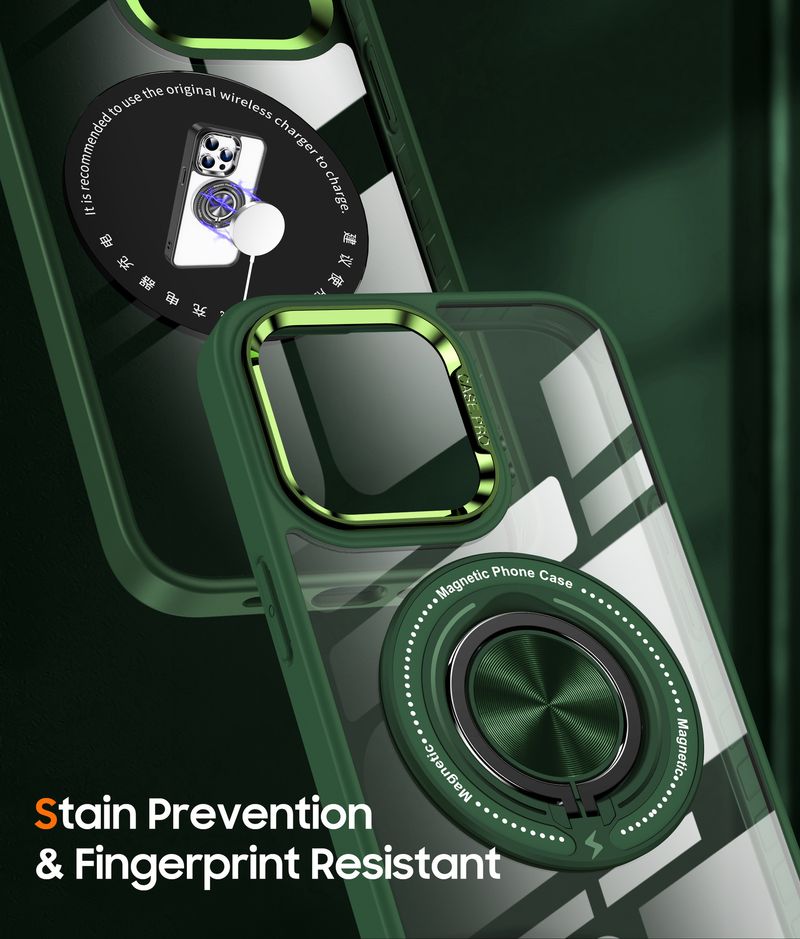 Phone Case & Covers Applicable 15Pro Mobile Phone Case Transparent Ring Car Invisible Bracket Magnetic Suction Protective Cover_voghion.com