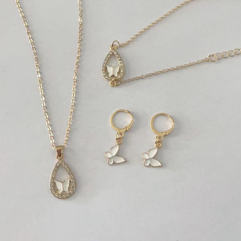 Collana con farfalla, bracciale, orecchini, personalizzati, multicolore, abbinabili, con gocce di petrolio e diamanti, nuova moda classica estiva_voghion.com