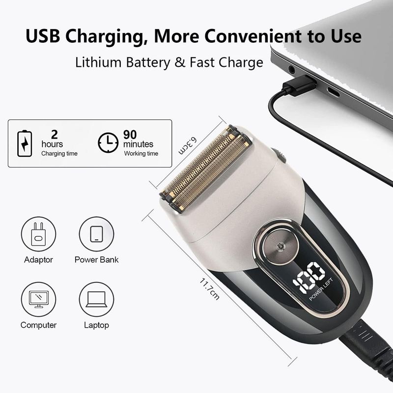 Rechargeable Mens Razor Electric Shaver Cordless Beard Shavers Trimmer USB Gift_voghion.com