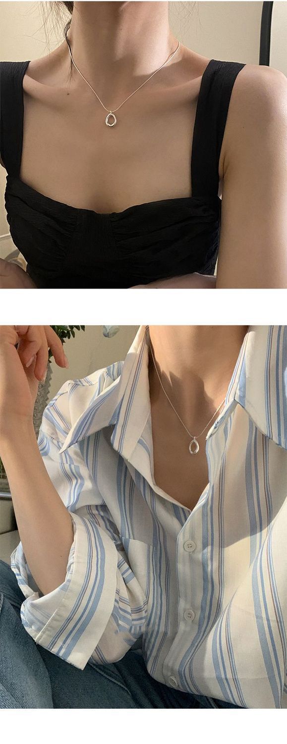 Light luxury niche irregular ins water droplet pure silver necklace 2024 new minimalist high-end collarbone chain best_voghion.com