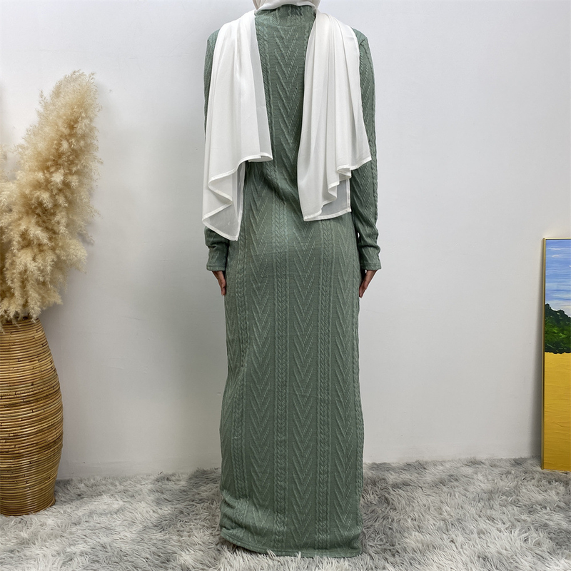 Damenmode, lässig, einfarbig, langärmelig, Pullover-Basiskleid_voghion.com
