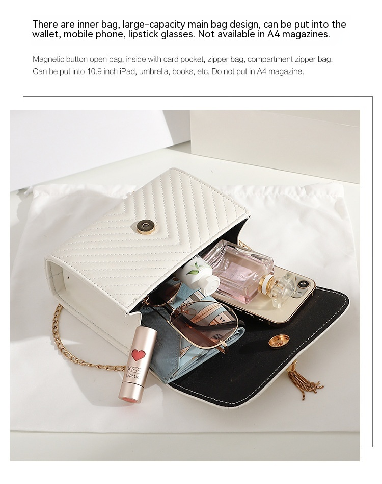 Sac à bandoulière brodé à rayures pour femmes, nouvelle mode, décoration de pompon en forme de V, sac à bandoulière polyvalent à la mode_voghion.com