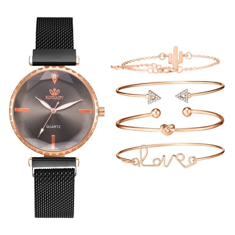 Women's Watches Bracelet Watch Set Five-piece Alloy Watch Band Magnet Buckle Watch Combination Quartz Watch_voghion.com