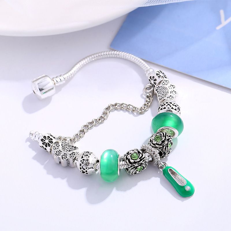 Charm Bracelets Panjia Dora Green Flat Shoes Pendant Bracelet Versatile Personality Cartoon Series Beaded Bracelet Hand Jewelry_voghion.com