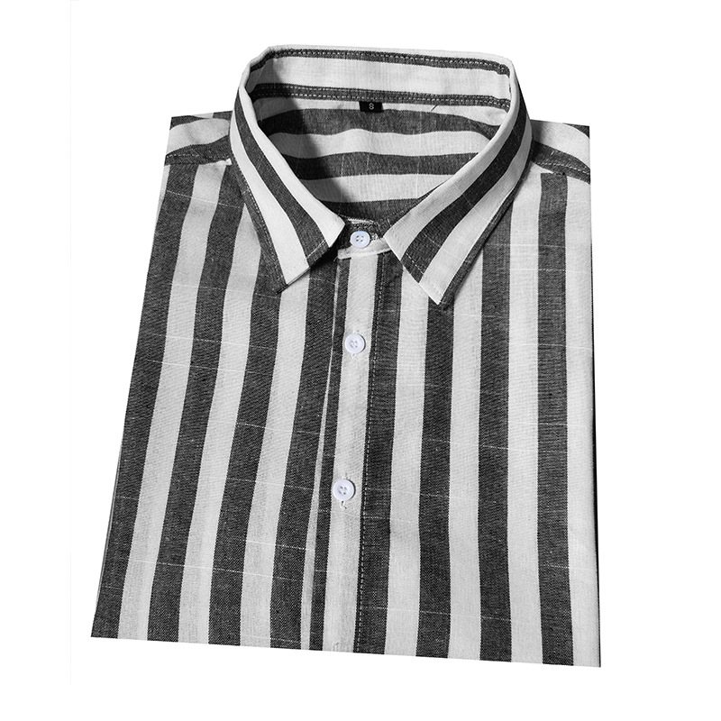 Camicia casual a maniche corte a righe da uomo europea e americana, da spiaggia, per esterni, camicia hawaiana casual a mezze maniche da uomo_voghion.com