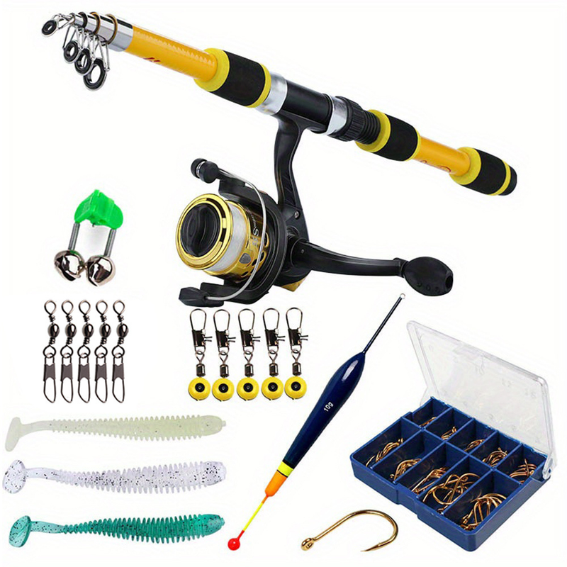 Sougayilang 70,87 tommer/5,9 fot komplett sett med Telescc fiskestang og snelle Baits Hoo reisestangsett_voghion.com