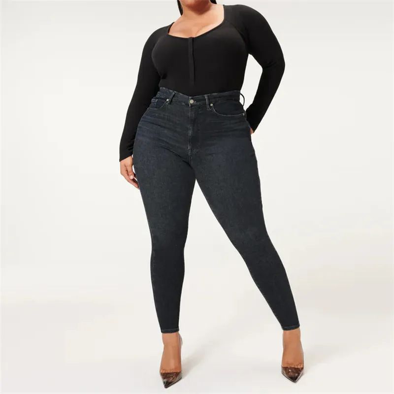 Women's Clothing Large Size Stretch Women's Jeans Large Size Belly Lifting Hip Lifting Pants_voghion.com