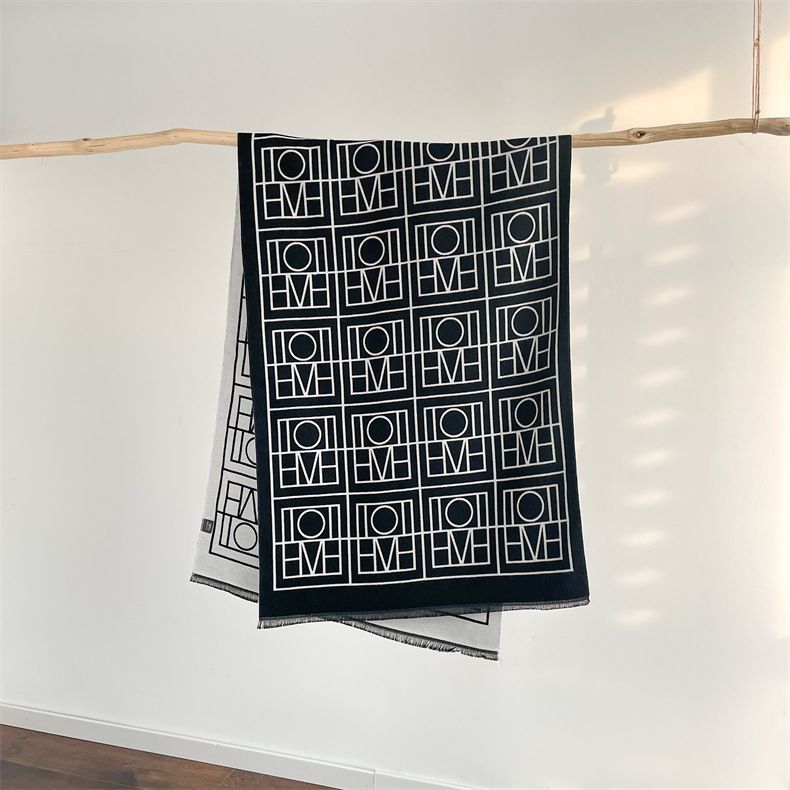 Nuova versione coreana, sciarpa lunga in cashmere bifacciale alla moda geometrica, di alta qualità, versatile e spessa per_voghion.com