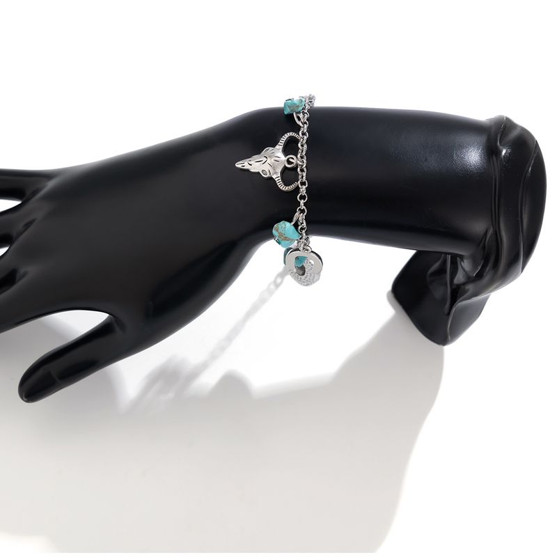 Cappello da cowboy in stile western, collana multistrato turchese per donna, collana versatile con piatto di fiori retrò_voghion.com