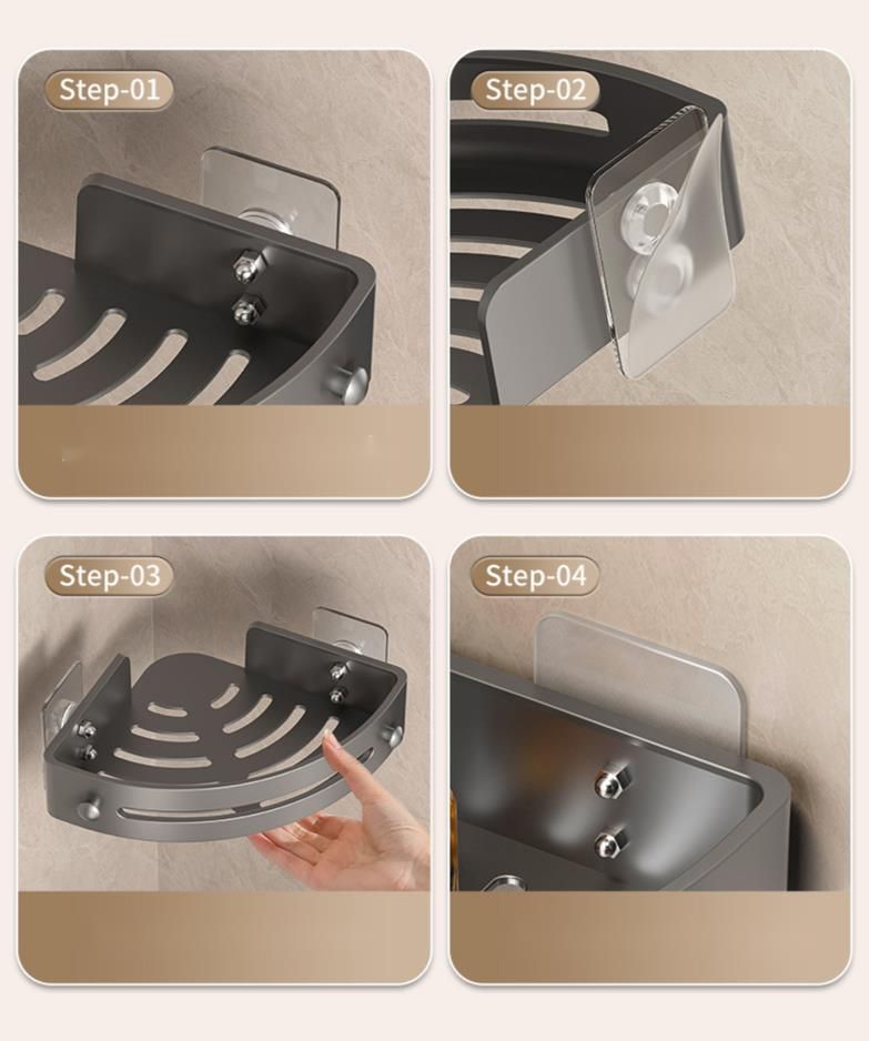 Mensola triangolare da bagno senza foratura, mensola portaoggetti a parete per lavabo, WC, bagno, organizer per angolo cucina_voghion.com