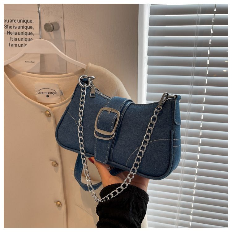 Senior Feeling Canvas Küçük Çanta Kadın Çantası Moda Zincir Çapraz Çanta Omuz Koltuk Altı Çantası_voghion.com