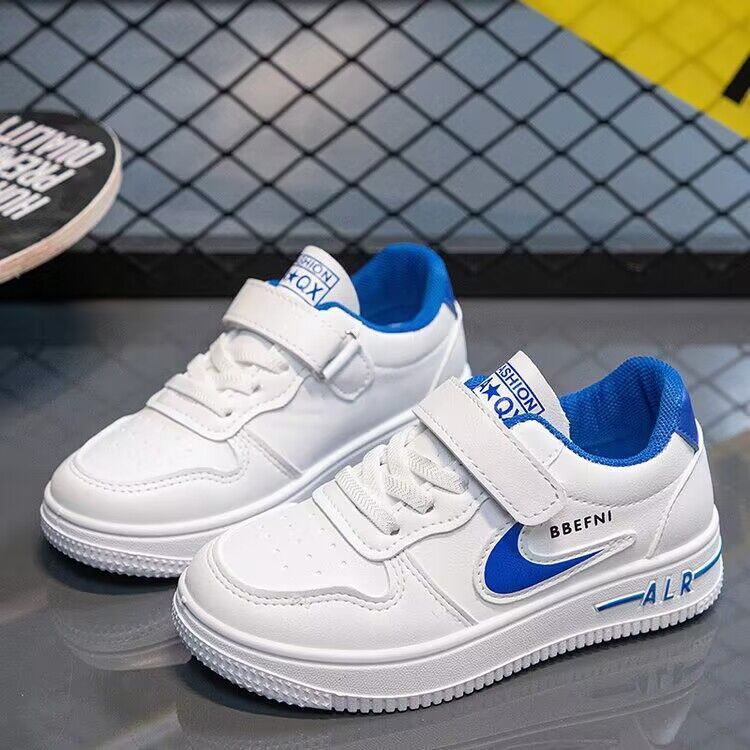 Δερμάτινα Small White 2023 Άνοιξη Νέα Αγόρια Κορίτσια Star Velcro Κορεατική Έκδοση Μεσαία και Μεγάλα Παιδικά Παπούτσια Σανίδα_voghion.com