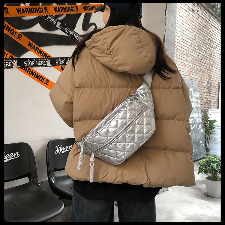 Winter New Women's Waist Bag Large Capacity Cotton Coat Crossbody Bag Fashion Waist Bag Diamond Embroidery Couple Chest Bag_voghion.com