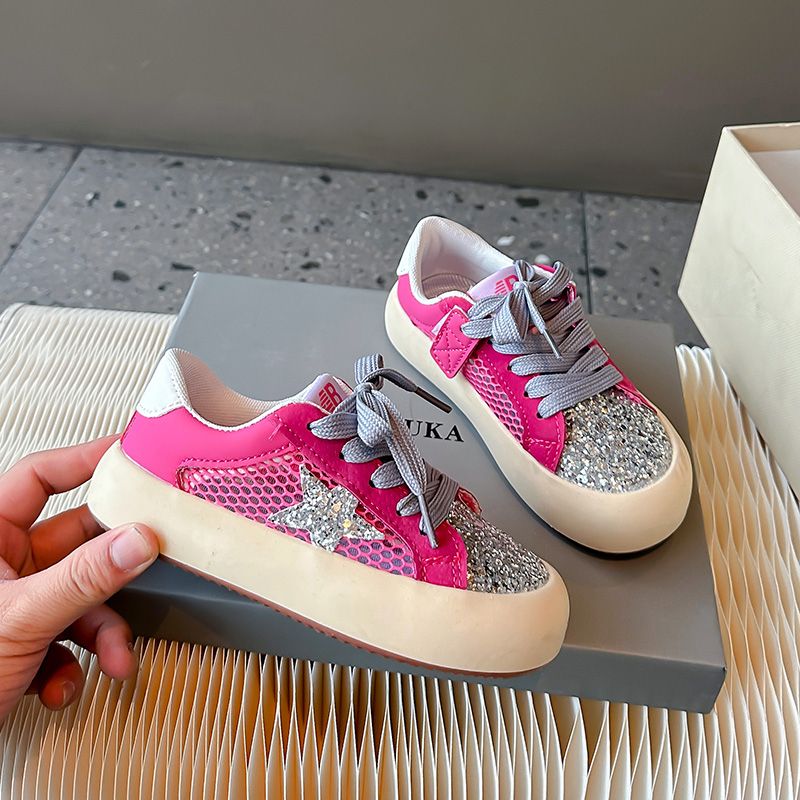 Scarpe per bambini con paillettes, comode, antiscivolo, leggere, versatili, casual, in rete, traspiranti_voghion.com