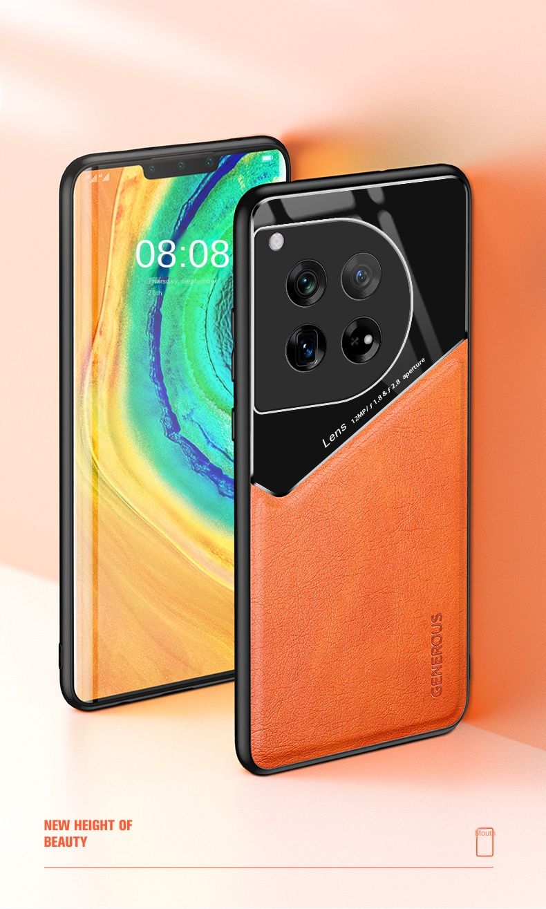Custodia in pelle con texture per OnePlus 12 12R 11 11R 10 Pro 10T con supporto magnetico a ventosa per auto Coque Fundas Capa_voghion.com